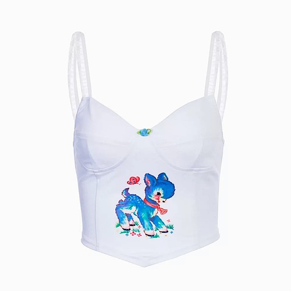 White baby deer cropped corset top - Picture 13 of 13